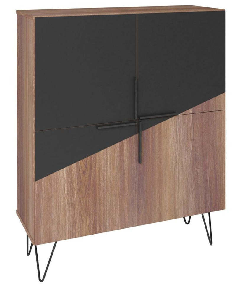Manhattan Comfort Beekman Low 4-Shelf Accent Cabinet - Brown &amp; Black|Petite armoire décorative Beekman de Manhattan Comfort avec 4 tablettes - brune et noire