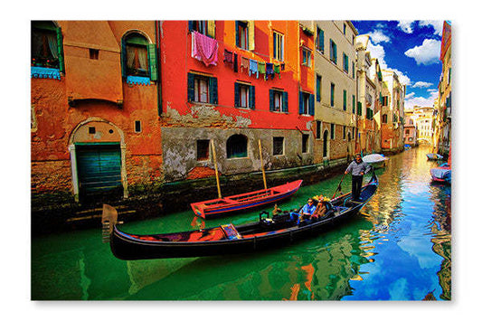 Tableau mural et panneau en tissu « Gondole de Venise » 28 x 42 po | Venice Gondola 28 po x 42 po : Cadre d'art mural et panneau de tissu | D44G9HND