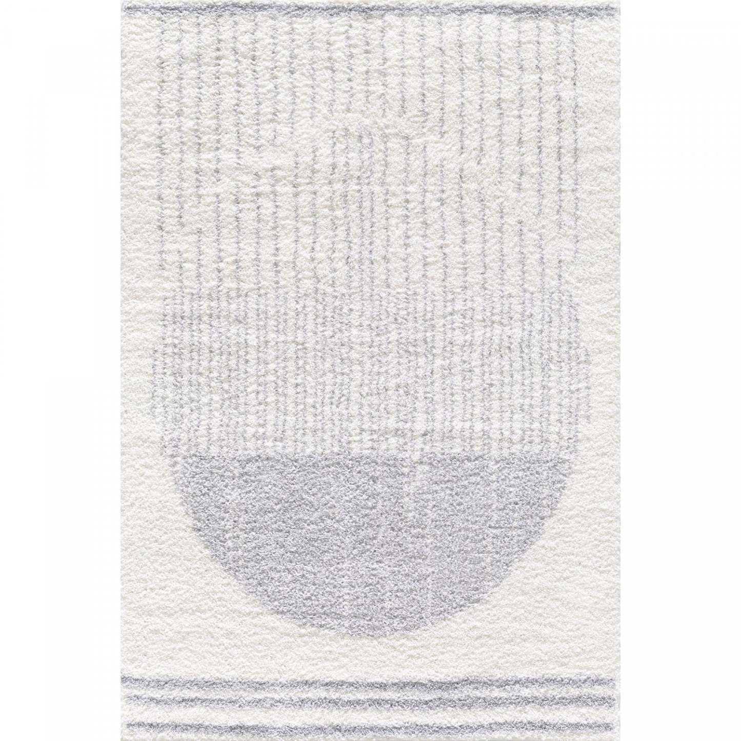 Carpette à poil long Paris crème à motif de cercles - 6 pi 7 po x 9 pi 6 po