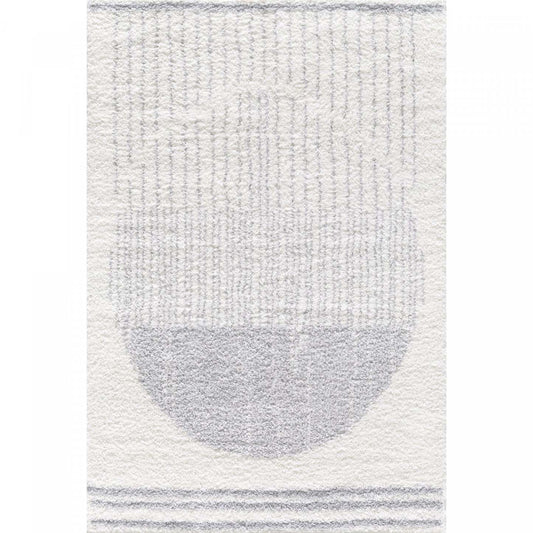 Carpette à poil long Paris crème à motif de cercles - 6 pi 7 po x 9 pi 6 po