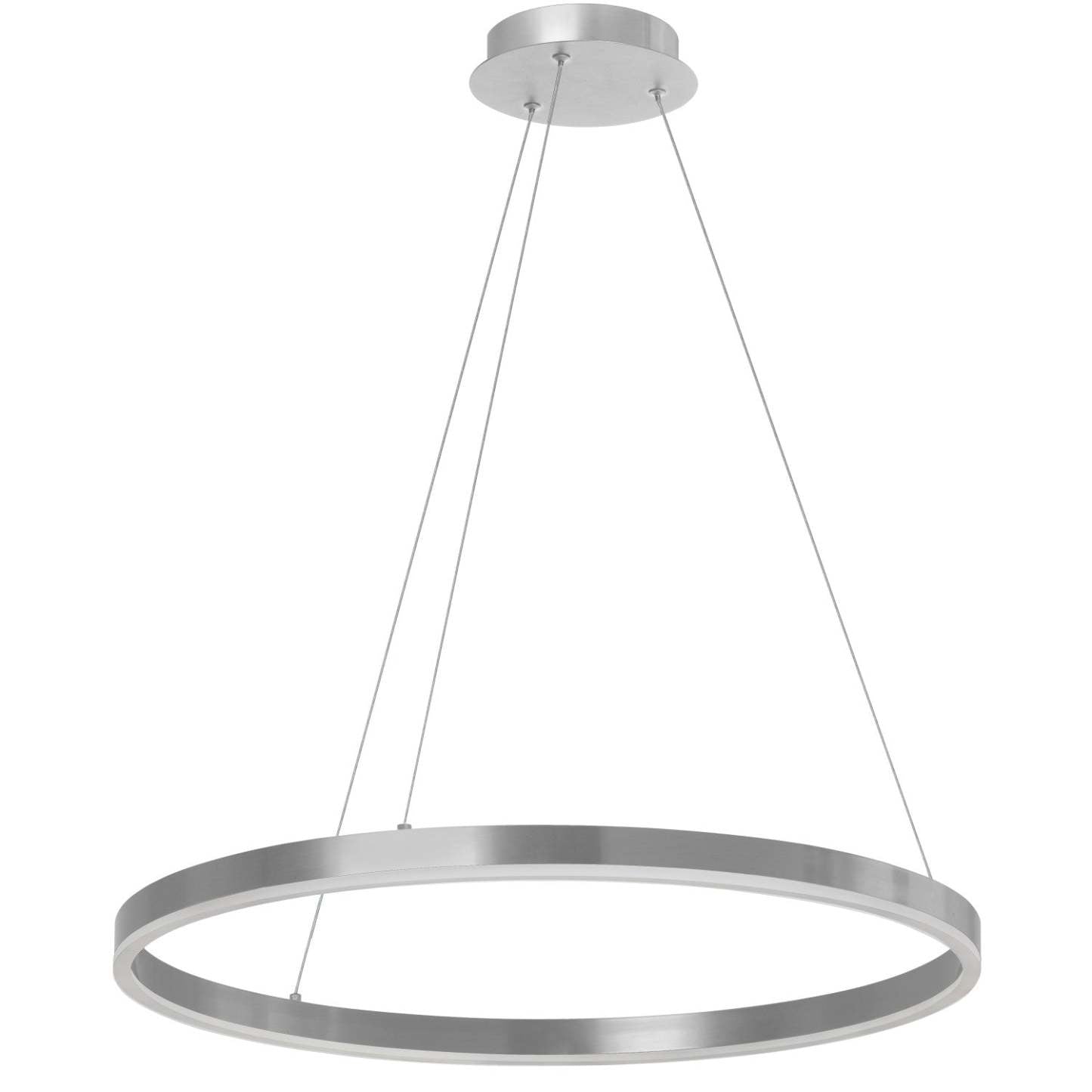 Dainolite Circulo Chandelier 34w Finition Argent Lampe Diffuseur Acrylique Blanc|Lustre Circulo de Dainolite en acrylique blanc qui diffuse la lumière, avec fini argenté et ampoule de 34 W