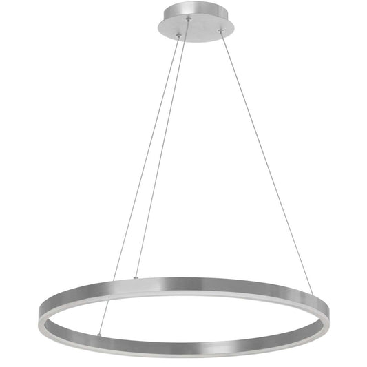 Dainolite Circulo Chandelier 34w Finition Argent Lampe Diffuseur Acrylique Blanc|Lustre Circulo de Dainolite en acrylique blanc qui diffuse la lumière, avec fini argenté et ampoule de 34 W