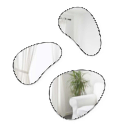 Miroirs Umbra Hubba Pebble - Ensemble de 3|Miroirs Hubba Pebble de Umbra - ensemble de 3