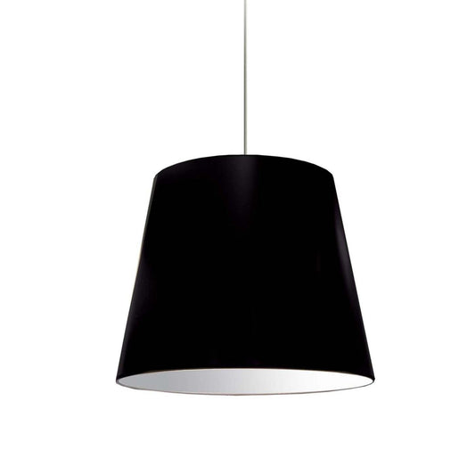 Luminaire suspendu moyen de Dainolite avec très grand abat-jour cylindrique noir et 1 ampoule