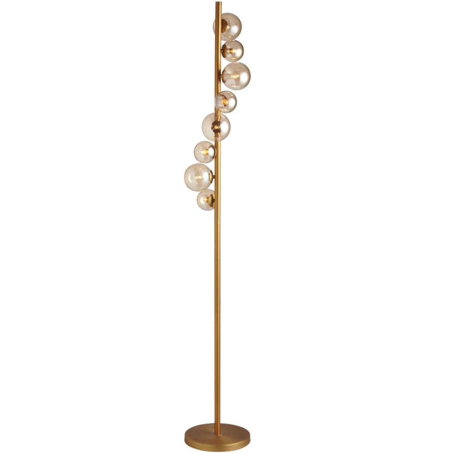 Dainolite Glasgow 8 Light Floor Lamp Vintage Bronze Finish Champagne Glass|Lampe à pied Glasgow de Dainolite en verre champagne, avec fini bronze rétro et 8 ampoules