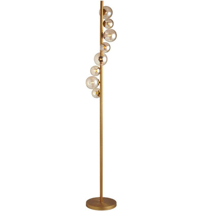 Dainolite Glasgow 8 Light Floor Lamp Vintage Bronze Finish Champagne Glass|Lampe à pied Glasgow de Dainolite en verre champagne, avec fini bronze rétro et 8 ampoules