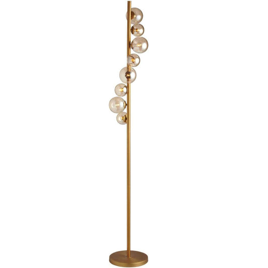 Dainolite Glasgow 8 Light Floor Lamp Vintage Bronze Finish Champagne Glass|Lampe à pied Glasgow de Dainolite en verre champagne, avec fini bronze rétro et 8 ampoules