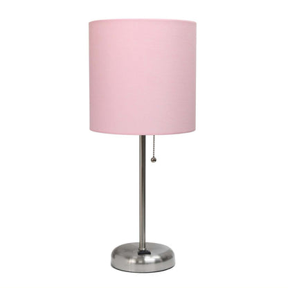 Lampe de table Limelights rose clair avec support de charge et abat-jour en tissu | D21NLEPN