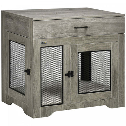 Pawhut 32in Dog Crate Furniture With Cushion, 2 Doors, Dog Kennel End Table With Storage, Indoor Dog|Pawhut 32in Cage Pour Chien Avec Coussin, 2 Portes, Table D'appoint Avec Rangement, Cage D'intérieur Pour
