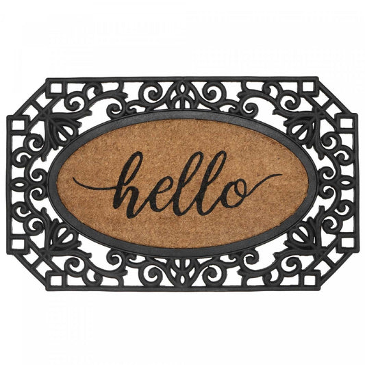 Tapis de sol en caoutchouc et tapis-brosse « Hello » - octogone