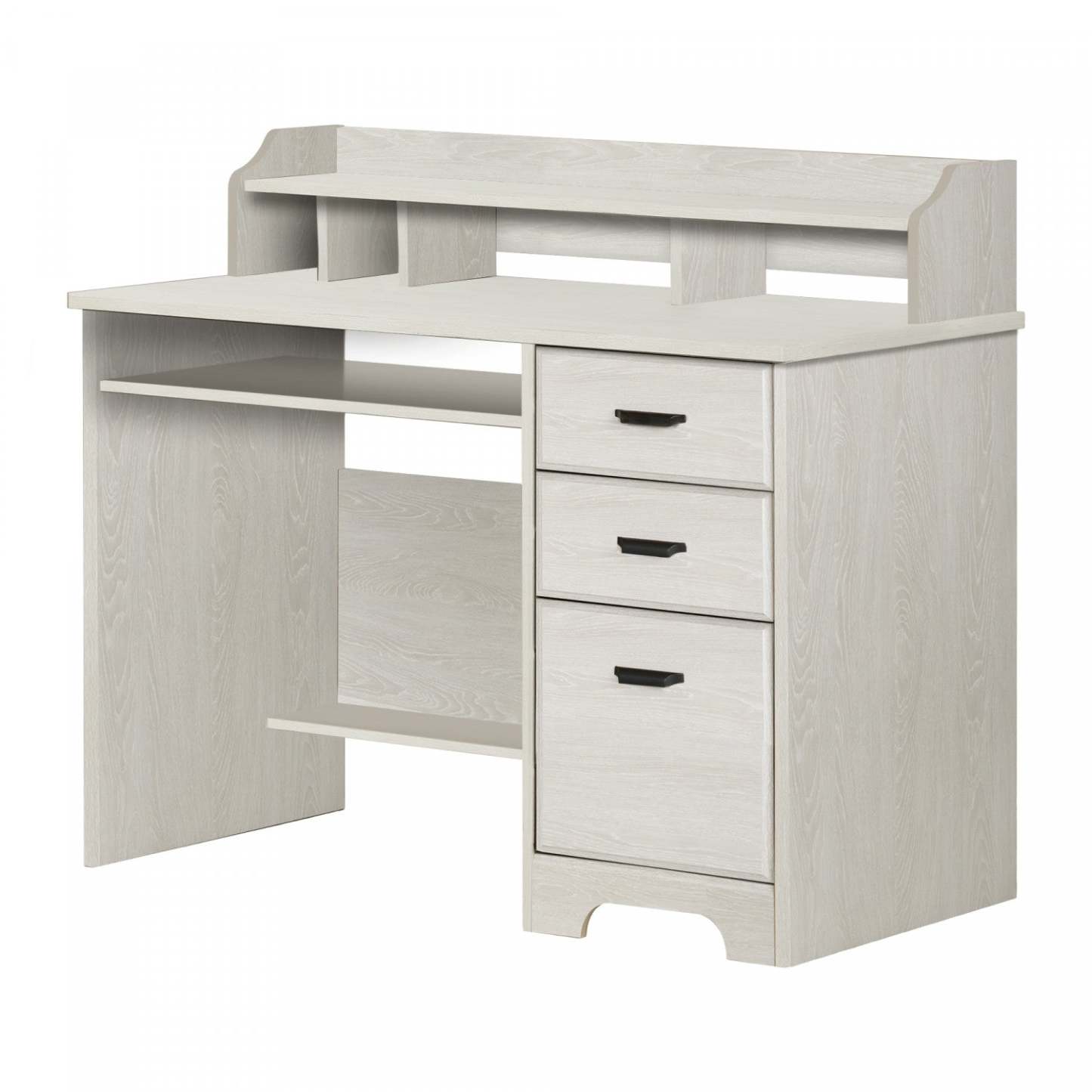 Bureau d'ordinateur Versa avec huche - Chêne d'hiver | Versa Bureau De Travail Pour Ordinateur Avec Huche - Chêne Hivernal