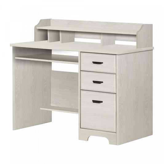 Bureau d'ordinateur Versa avec huche - Chêne d'hiver | Versa Bureau De Travail Pour Ordinateur Avec Huche - Chêne Hivernal