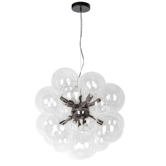 Dainolite Comet 6 Light Chandelier Matte Black Clear Glass Lamp|Lustre Comet de Dainolite en verre transparent, avec fini noir mat et 6 ampoules