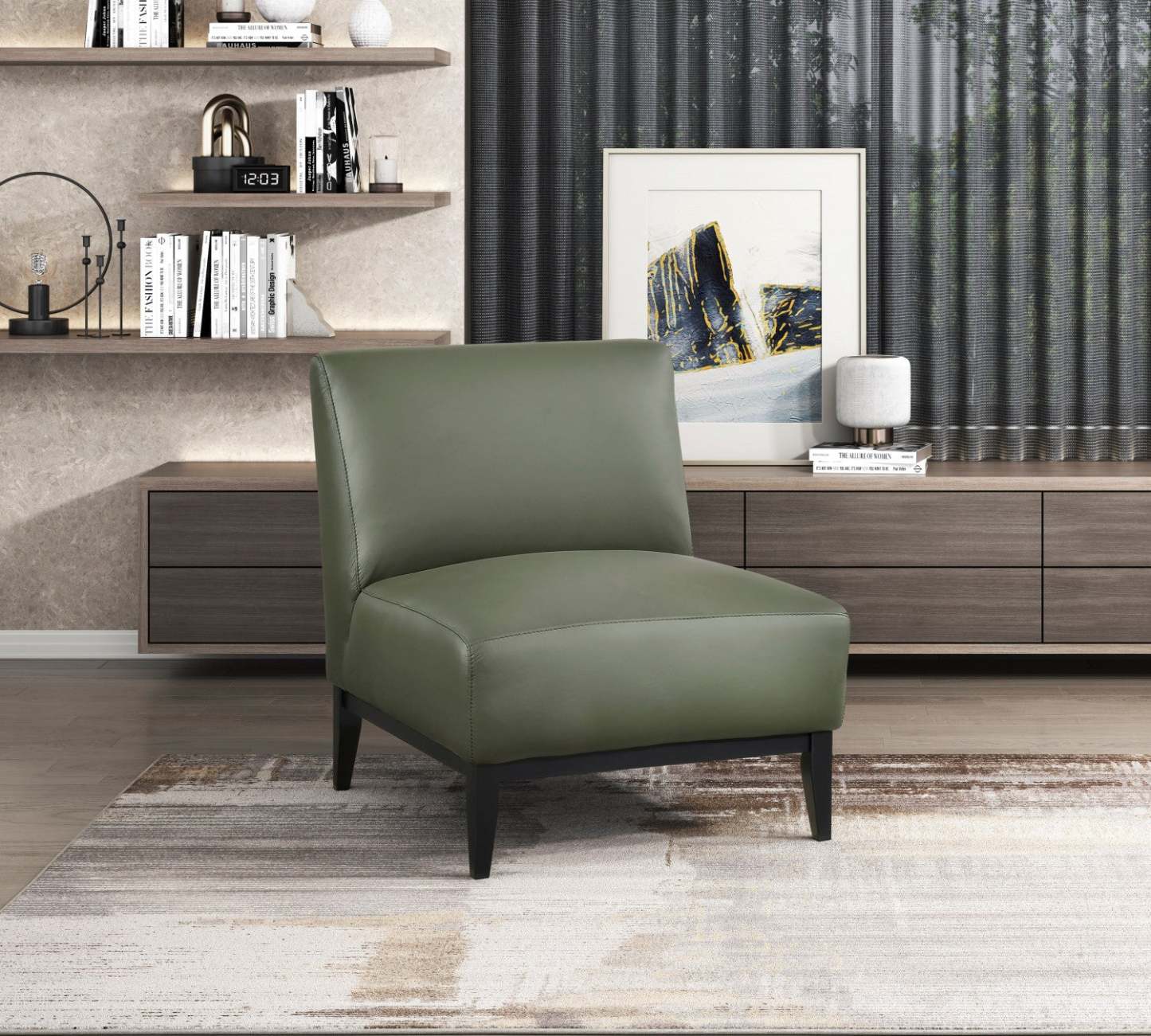 Chaise d'appoint Murdock en cuir vert | Fauteuil D'appoint Murdock En Cuir Vert