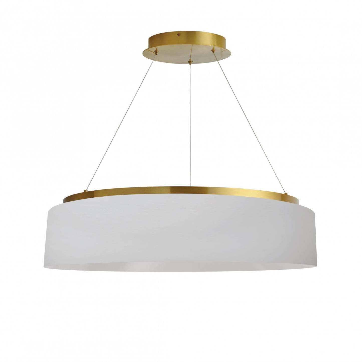 Lustre Circulo de Dainolite 34w avec abat-jour blanc, finition laiton vieilli et ampoule de 34 W