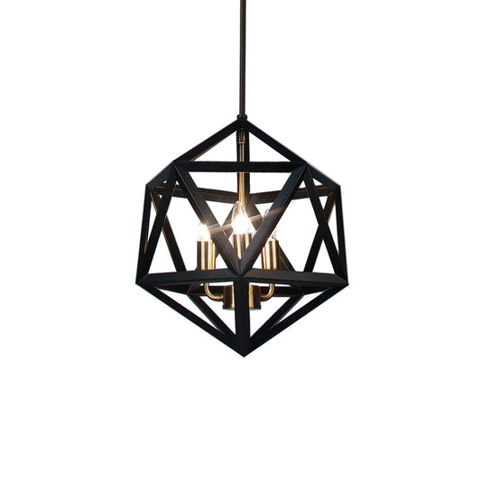 Dainolite Archello 3 Light Chandelier Matte Black Antique Brass Accents Lamp|Lustre Archello de Dainolite au fini noir mat avec touches laiton antique et 3 ampoules