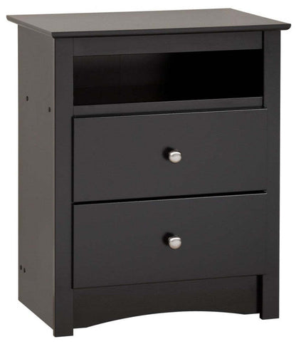 Jade Tall 2-Drawer Nightstand - Black|Table de nuit haute Jade à 2 tiroirs - noire