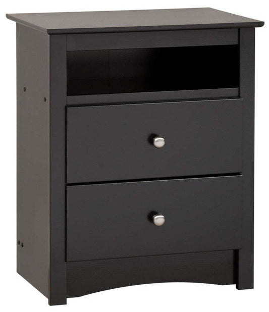 Jade Tall 2-Drawer Nightstand - Black|Table de nuit haute Jade à 2 tiroirs - noire