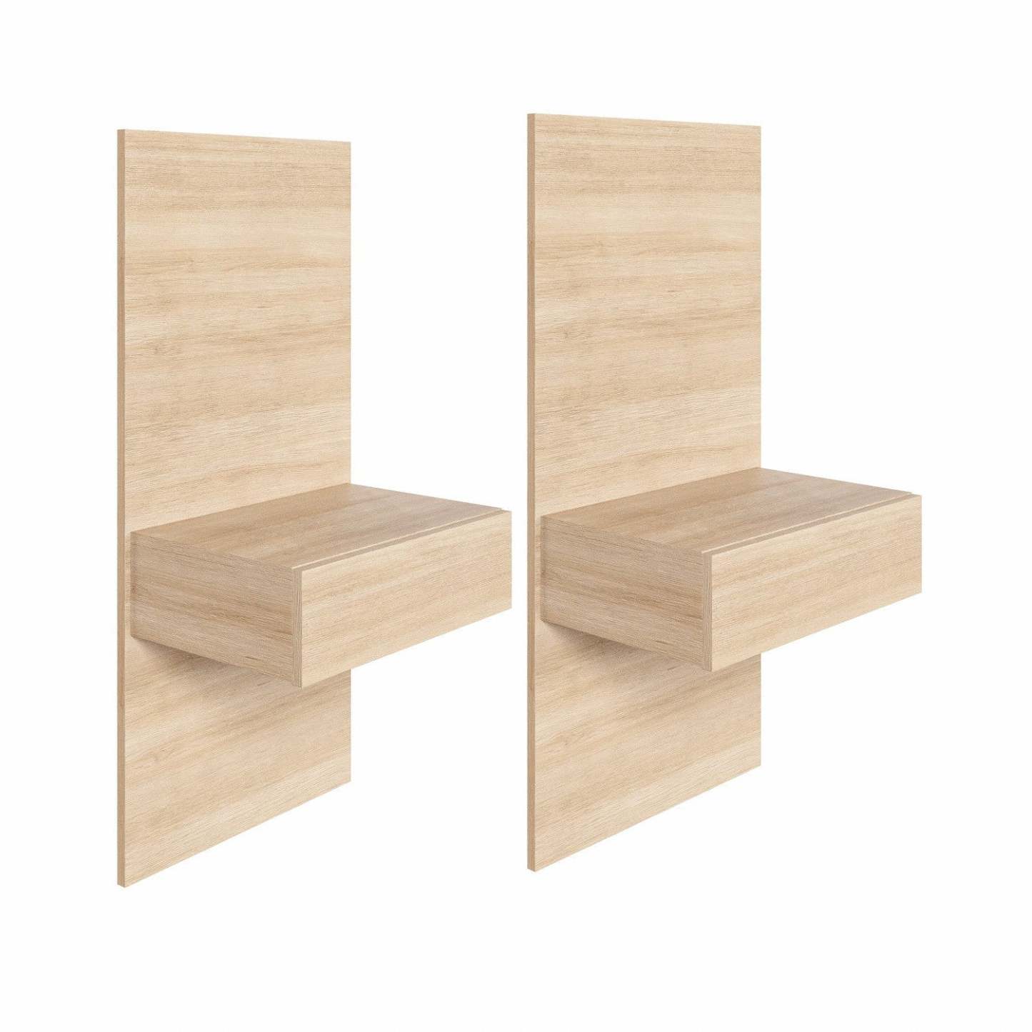 Nordika Milano Floating Nightstand Extension Panel Set Of 2 - Natural Blonde Oak|Ensemble 2 panneaux d'extension pour table de nuit flottante Milano Nordika - chêne blond naturel