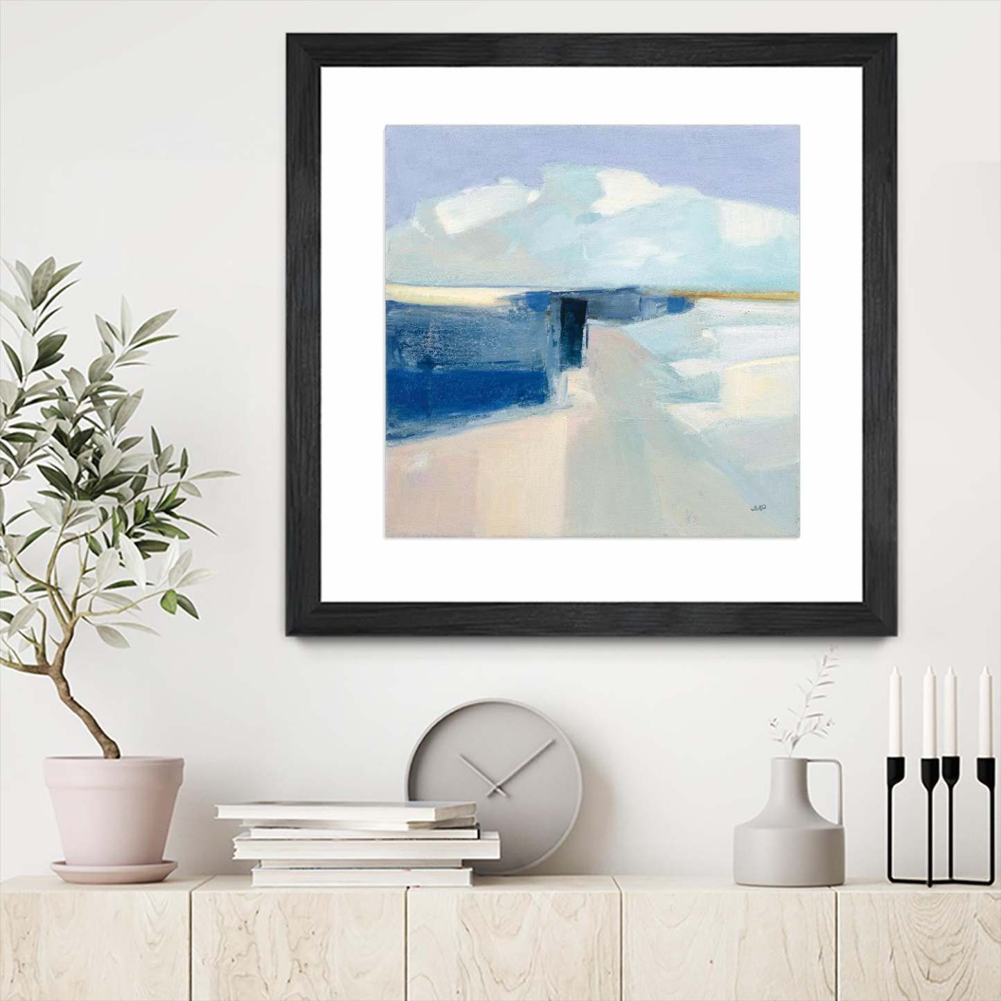 Sand And Sky Matted and Framed Black 30x30 Wall Art|Œuvre d'art murale encadrée noire et mate « Sand And Sky » 30 x 30