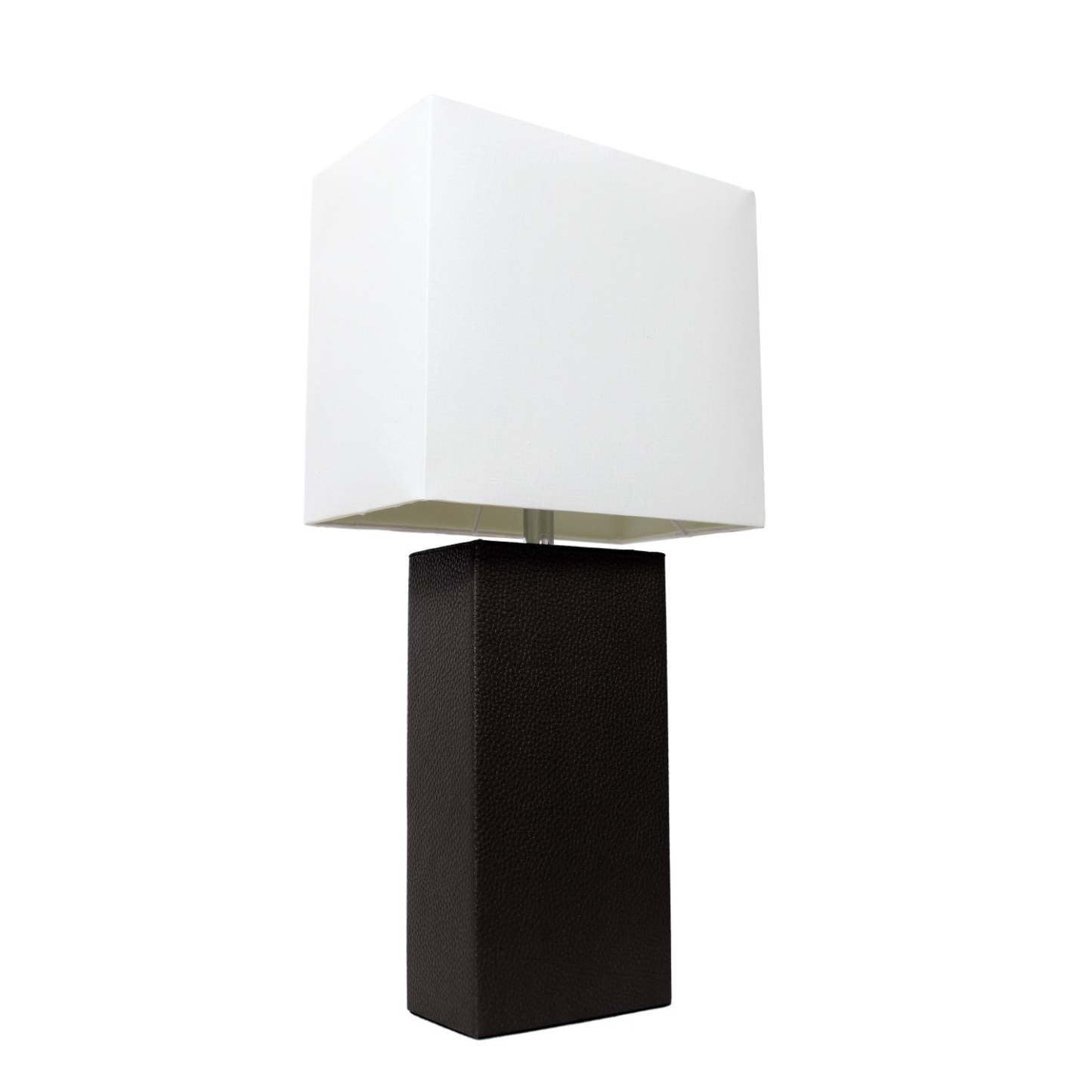Lampe de table moderne Elegant Designs en cuir avec abat-jour en tissu blanc | D213V799