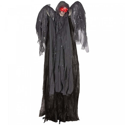 Homcom Faucheuse Ailee Animatronique Avec Yeux Lumineux, Pour Halloween|Homcom Winged Grim Reaper Animatronic Prop W/ Light Up Eyes, For Party