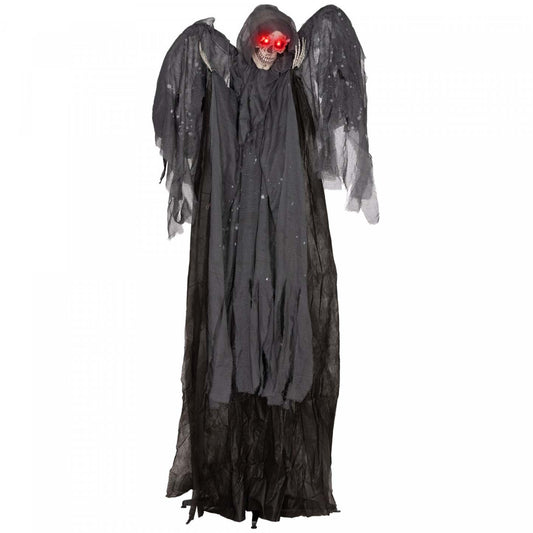 Homcom Faucheuse Ailee Animatronique Avec Yeux Lumineux, Pour Halloween|Homcom Winged Grim Reaper Animatronic Prop W/ Light Up Eyes, For Party
