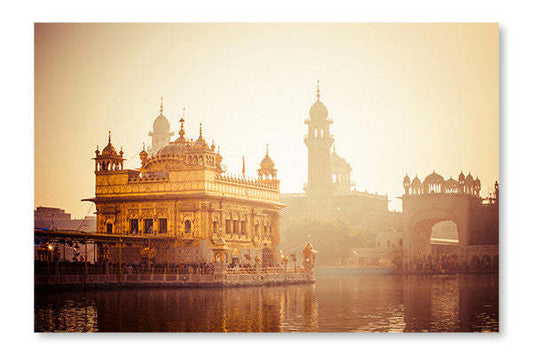 Sikh Gurdwara Golden Temple 28x42 : Cadre d'art mural et panneau de tissu | Sikh Gurdwara Golden Temple 28 po x 42 po : Cadre d'art mural et panneau de tissu | D44G4V8S