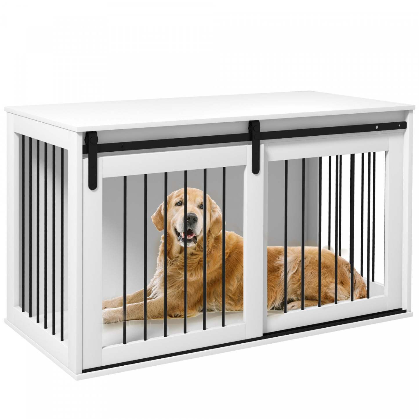 Pawhut Meuble De Cage Pour Chien, 46,5 Table D'appoint, Niche D'intérieur Pour Chiens De Très Grande Taille