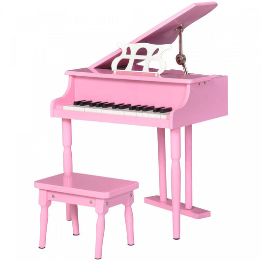 Homcom Piano Moderne Pour Enfants, 30 Touches, Ensemble De 2, Mini Jouet Pour Enfant, Piano À Queue Avec Pupitre Et Be