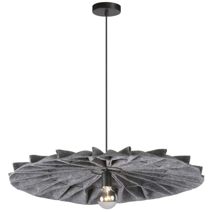 Dainolite Plegado 1 Light Pendant Matte Black Grey Felt Shade Lamp|Luminaire suspendu Plegado de Dainolite avec abat-jour en feutre gris, fini noir mat et 1 ampoule