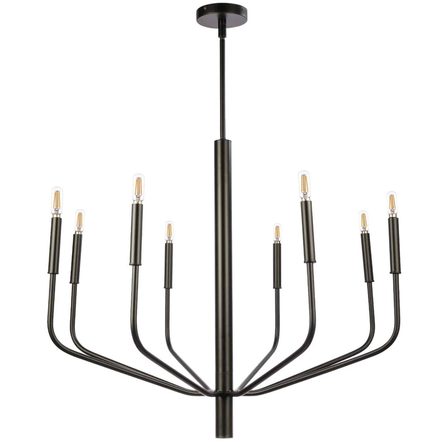 Dainolite Eleanor 8 Light Chandelier Matte Black Lamp|Lustre Eleanor de Dainolite avec fini noir mat et 8 ampoules