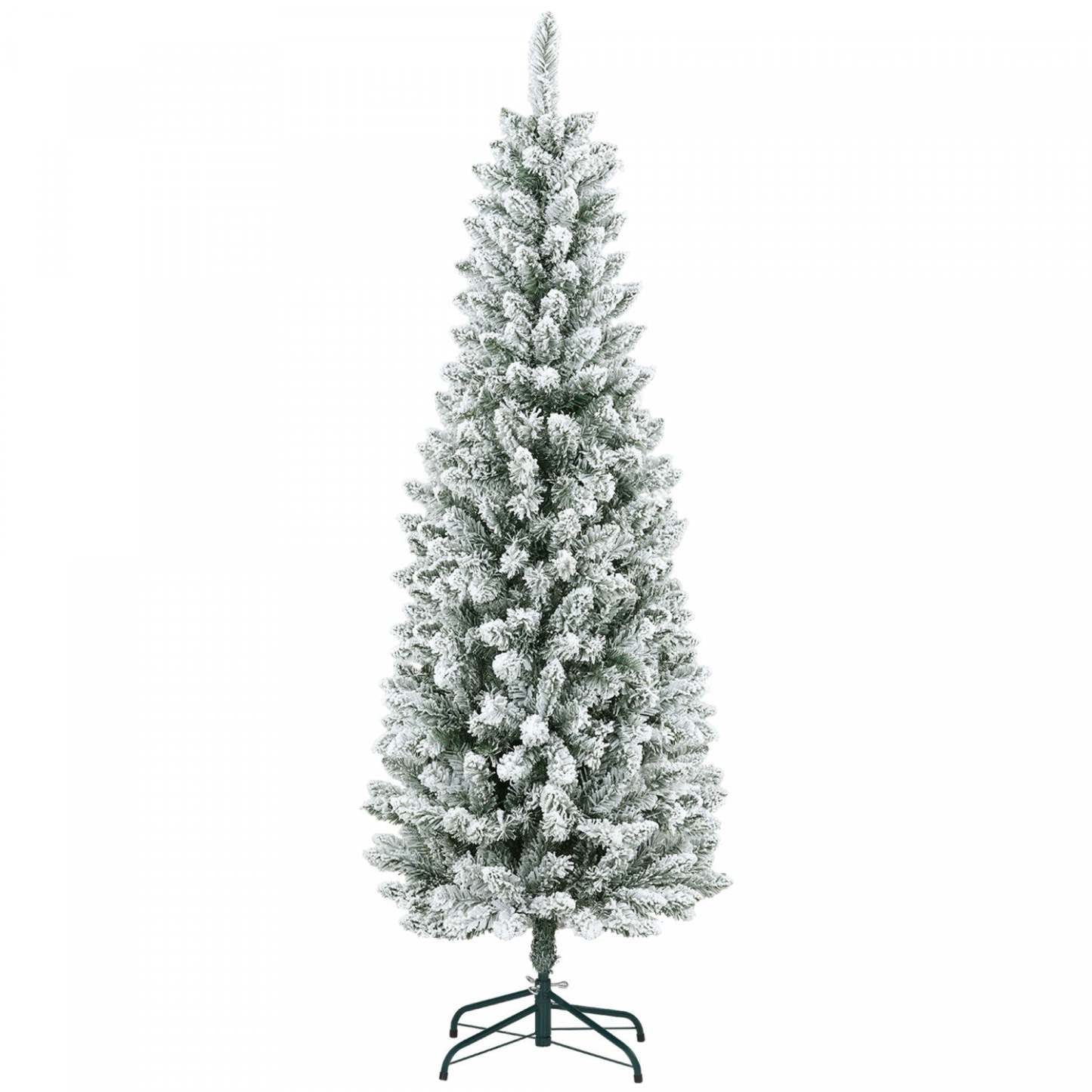 Homcom Arbre De Noel Artificiel Floqué De 6 Pieds Avec Base En Acier, Vert