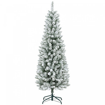 Homcom Arbre De Noel Artificiel Floqué De 6 Pieds Avec Base En Acier, Vert