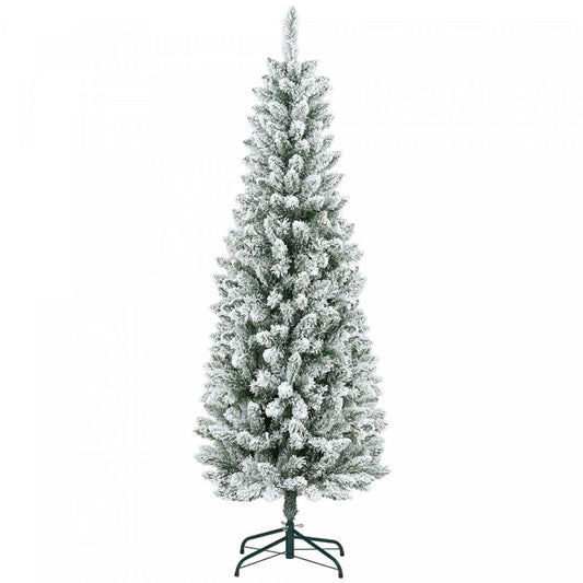Homcom Arbre De Noel Artificiel Floqué De 6 Pieds Avec Base En Acier, Vert