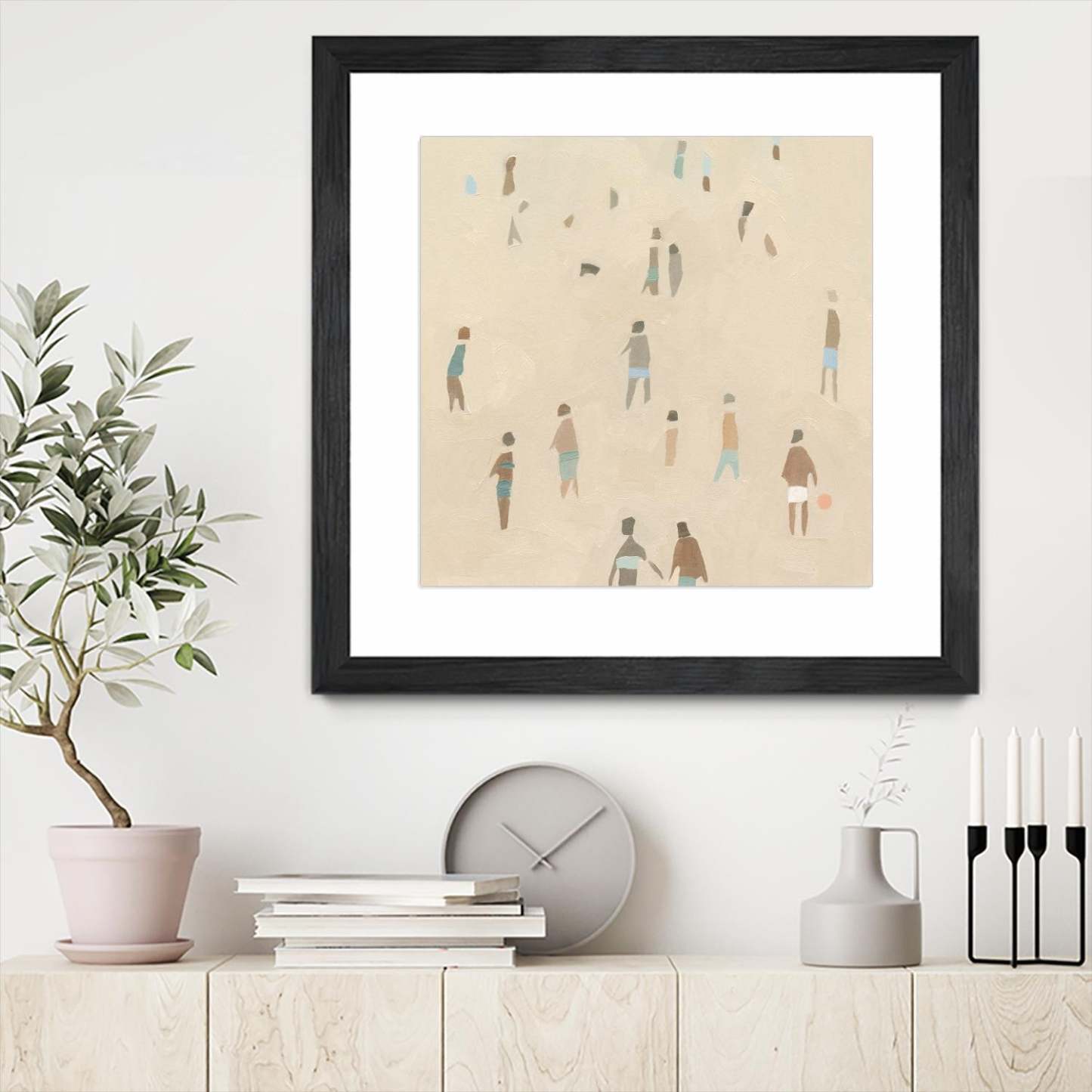 Beach Goer Iv Matted and Framed Black 36x36 Wall Art|Œuvre d’art murale encadrée noire et mate « Beach Goer Iv » 36 x 36