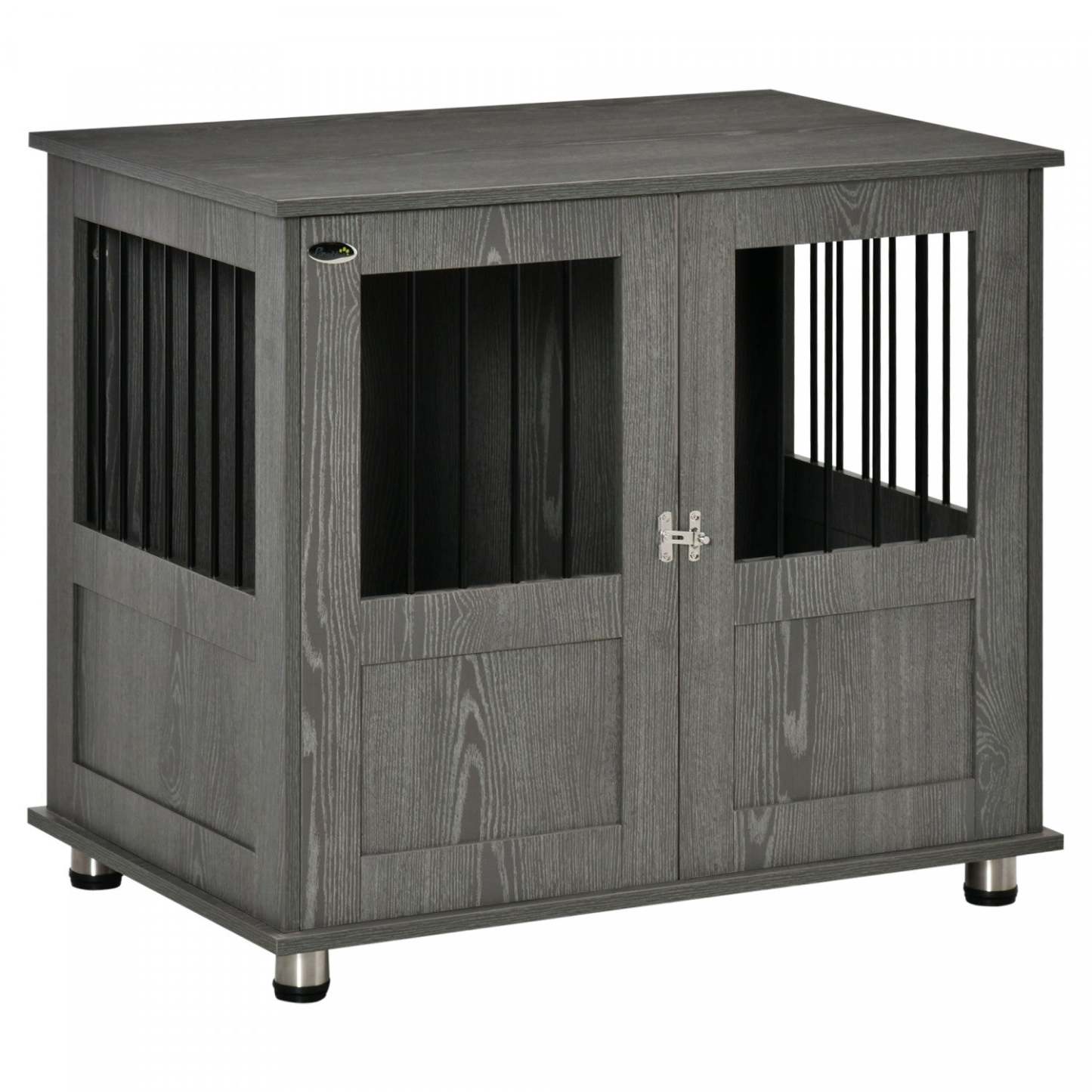 Pawhut Cage Pour Chien Avec Porte Magnétique Verrouillable, Pieds réglables, Table D'appoint Pour Ni