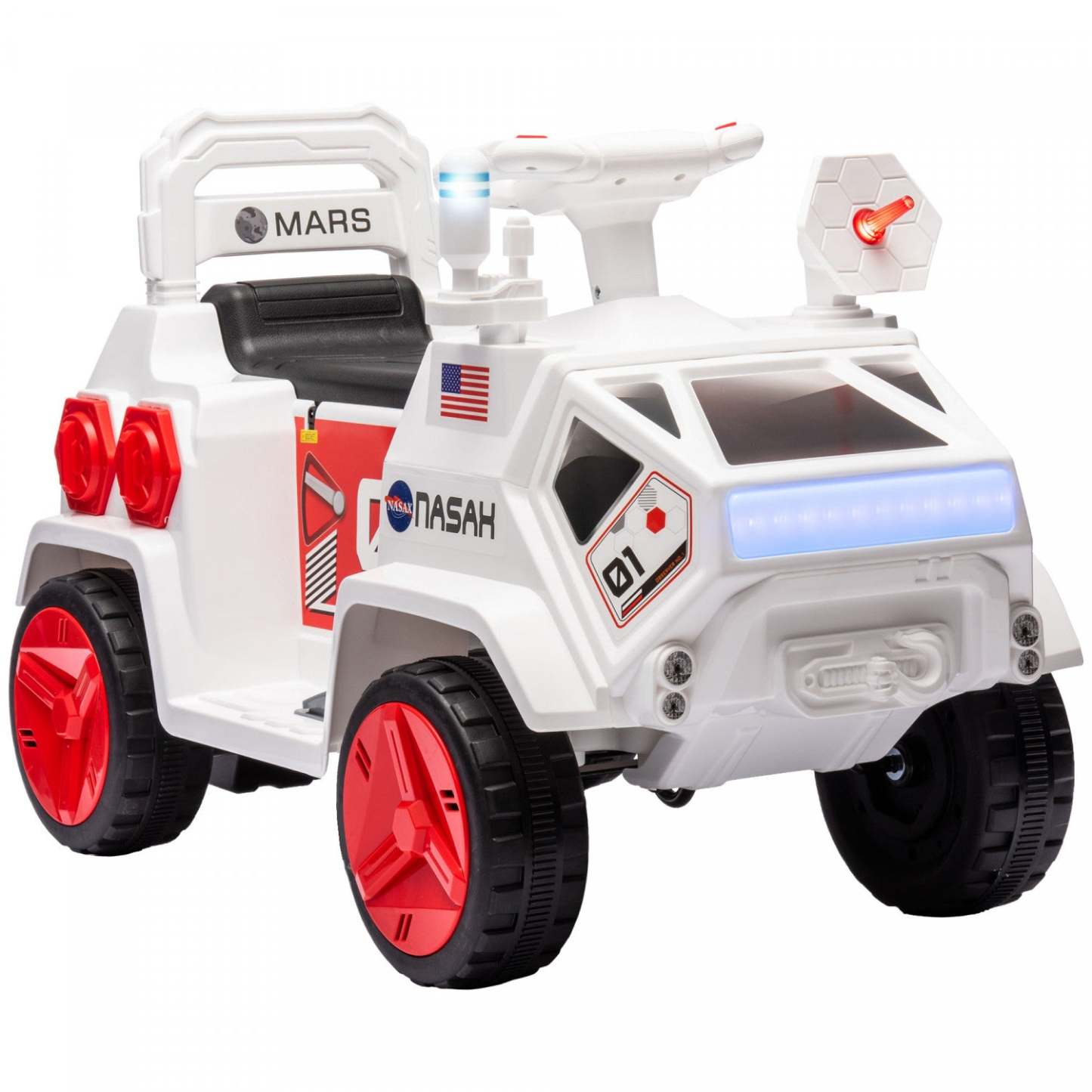 Qaba Voiture Électrique Pour Enfants, Voiture Mars Rover Alimentée Par Batterie 6 V Avec Sons De Science-Fiction