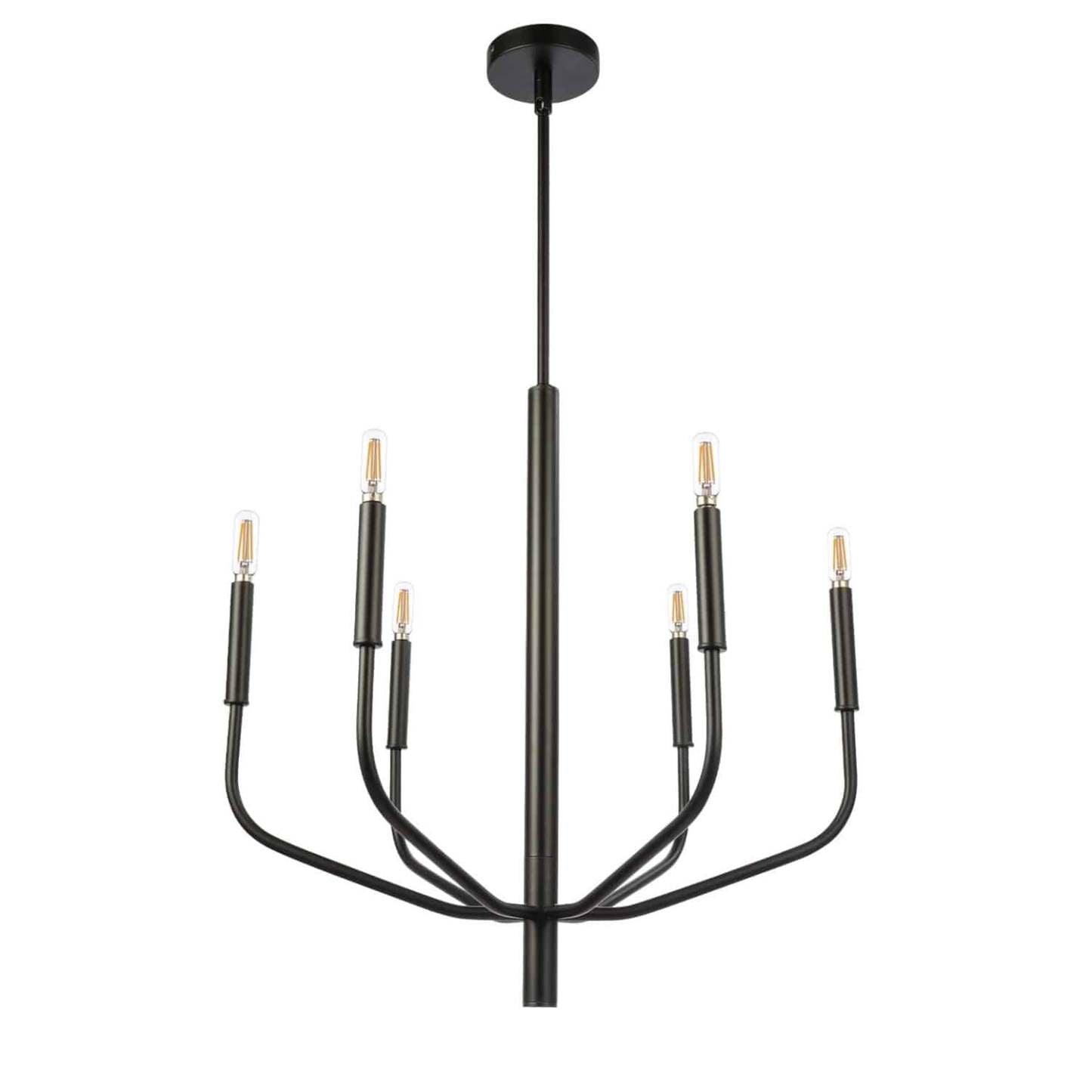 Dainolite Eleanor 6 Light Chandelier Matte Black Lamp|Lustre Eleanor de Dainolite avec fini noir mat et 6 ampoules
