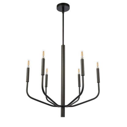 Dainolite Eleanor 6 Light Chandelier Matte Black Lamp|Lustre Eleanor de Dainolite avec fini noir mat et 6 ampoules