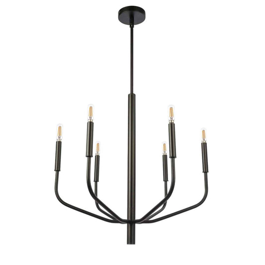 Dainolite Eleanor 6 Light Chandelier Matte Black Lamp|Lustre Eleanor de Dainolite avec fini noir mat et 6 ampoules