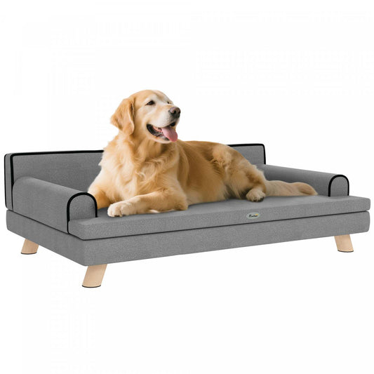 Canapé pour chien Pawhut, canapé pour chat de 39 pouces avec coussin amovible, housse lavable, pieds en bois, canapé pour chat isolé pour chiens de taille moyenne et grande, gris clair