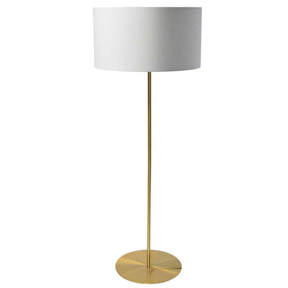 Dainolite Maine 1 Light Lampadaire Aged Brass White Drum Shade|Lampe à pied Maine de Dainolite avec abat-jour cylindrique blanc, fini laiton vieilli et 1 ampoule
