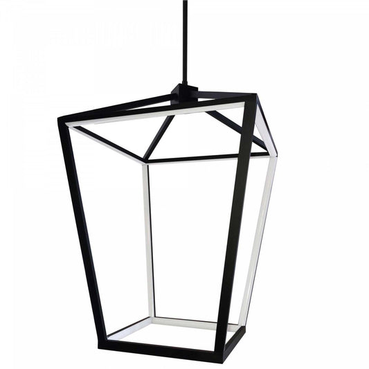 Dainolite Cage LED Pendant 64w Matte Black Finish White Diffuser Lamp|Luminaire suspendu Cage de Dainolite blanc qui diffuse la lumière, avec fini noir mat et ampoule à DEL de 64 W