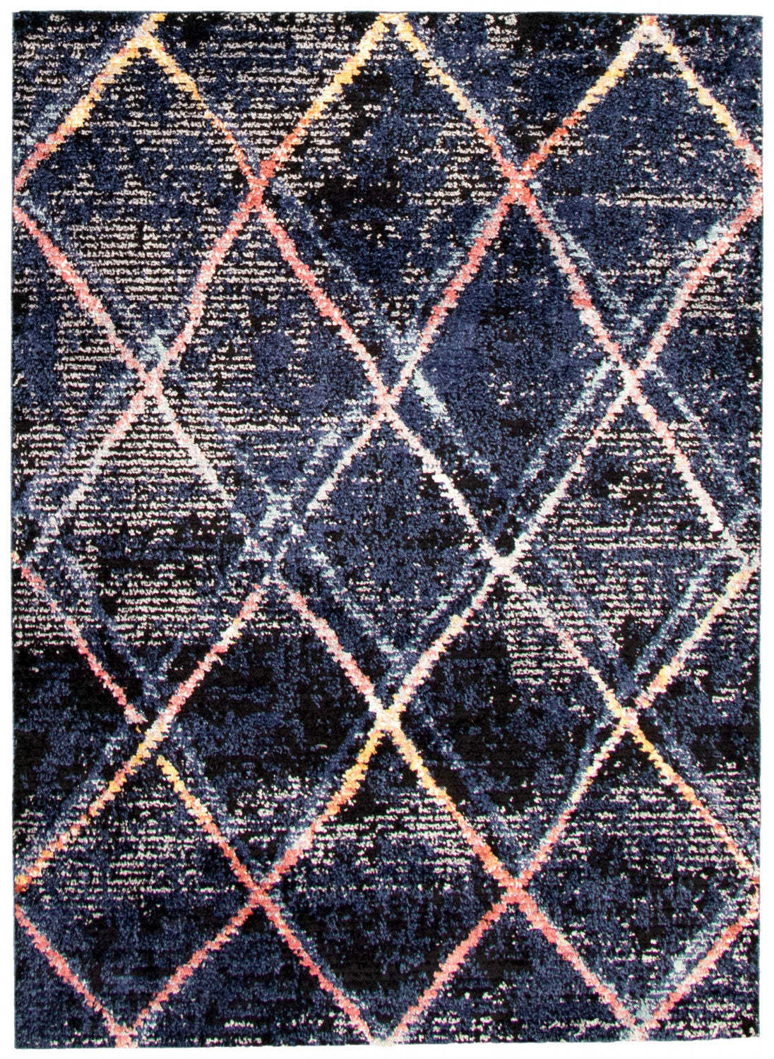 Tapis abstrait bleu marine Makondo - 6'7 x 9'6|Carpette Makondo abstrait bleu marin - 6 pi 7 pox 9 pi 6 po| D28IL4RE