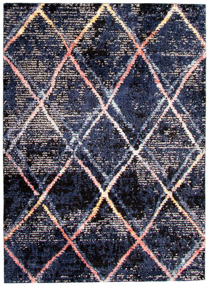 Tapis abstrait bleu marine Makondo - 6'7 x 9'6|Carpette Makondo abstrait bleu marin - 6 pi 7 pox 9 pi 6 po| D28IL4RE