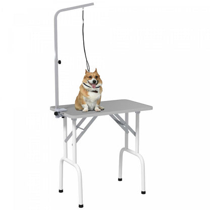 Pawhut Table De Toilettage Pliable 32in Pour Petits Chiens, Table De Toilettage Pour Chiens Et Chats Avec Ajustement