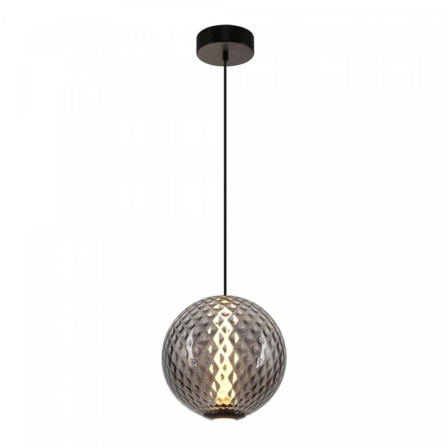 Suspension LED intégrée Celeste 12, fumée avec lampe en verrerie diamant | Suspension A Del Integrees Celeste De 12 po, Fume Avec Verre Diamante