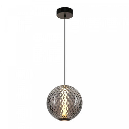 Suspension LED intégrée Celeste 12, fumée avec lampe en verrerie diamant | Suspension A Del Integrees Celeste De 12 po, Fume Avec Verre Diamante