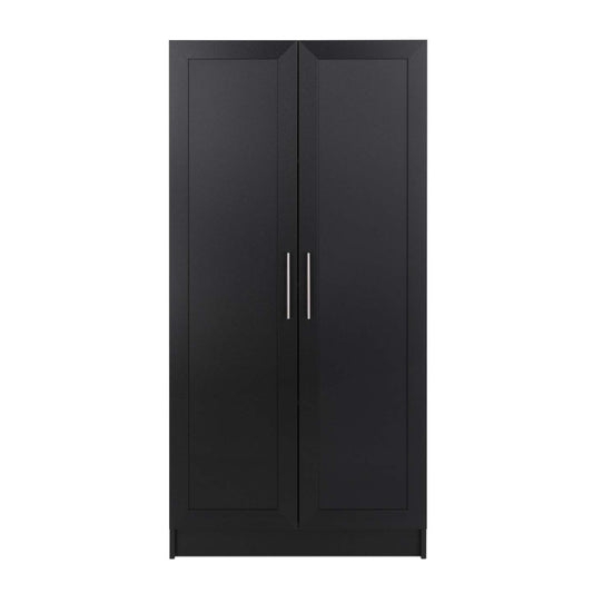 Armoire de rangement Elite Accent avec portes à panneaux et 3 tablettes - Noir|Armoire d'appoint de rangement Elite avec portes à panneaux et 3 tablettes - noire